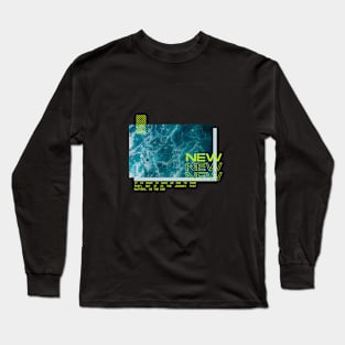 Black Beach Sea Aesthetic Modern Long Sleeve T-Shirt